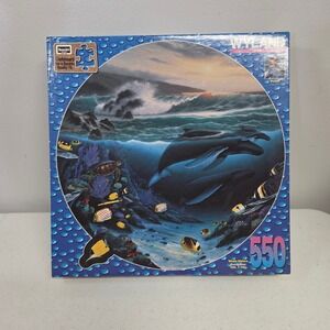 Wyland Whale Waters 550 Piece Corkboard Jigsaw Puzzle Rose Art 1994 Sealed